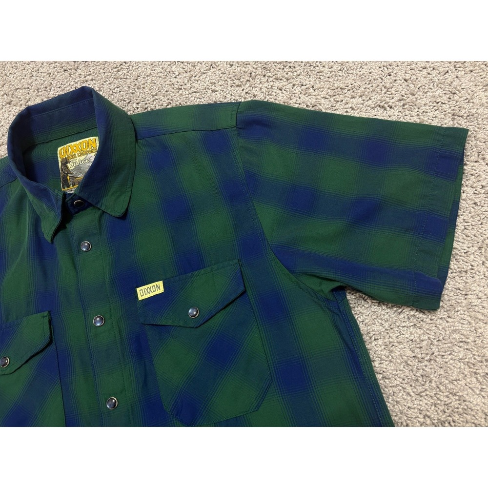 DIXXON Flannel Co. Tahoe Bamboo Blend Short Sleeve Pearl Snap Shirt Green Mens M - Picture 5 of 15